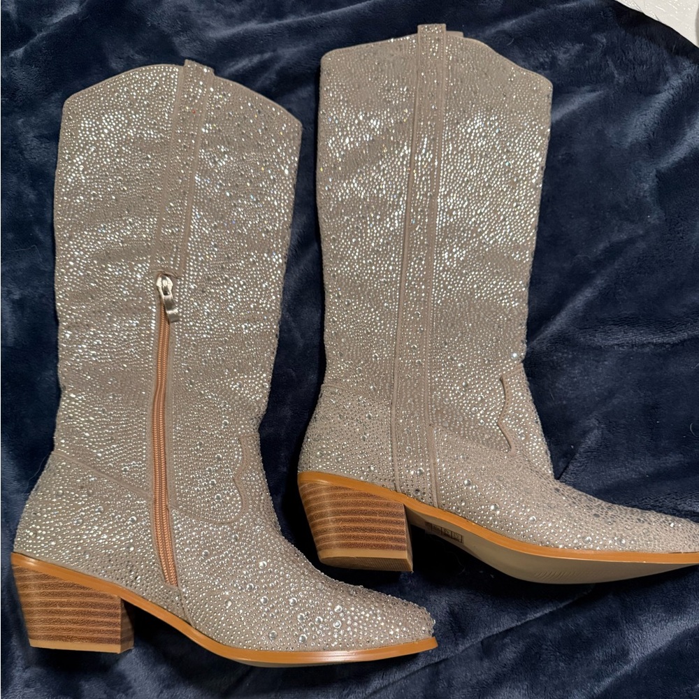 Elegant Rhinestone-Studded Boots